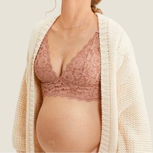 Momanda lace plunge nursing bra - new with tags! - cream coffee color